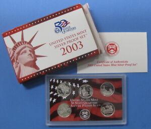 2003 Silver State Quarter 5pc Proof Set with Government Packaging & COA