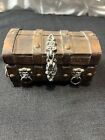 Vintage Mcm Pirate Treasure Chest Wood Jewelry Box Lion Head Gothic