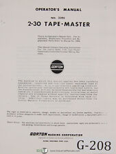 Gorton 2-30, Tape Master Contour Milling Machine Operations Manual