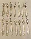 Antique Vintage Chandelier Crystal Spears Glass Prisms with Hooks 4” Lot Of 14