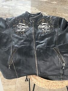 AFFLICTION Limited Edition Screaming Skulls LEATHER Jacket - XXL  (#76/2000)
