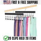 Pants Hangers, For Closet Space Saving, 2 Pack W/10 Clips Hold 20 Leggings