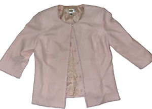 Talbots Women's Light Pink Suit Formal Jacket Size 12 Beaded Lined Long Sleeves