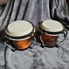 Vintage Latin American Carved Wooden Bongo Drums, Pair