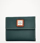 Dooney & Bourke Pebble Grain Small Flap Credit Card Wallet Forest New No Tags