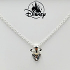 Disney Parks Mickey Mouse Icon Swarovski Crystal Silver Necklace New