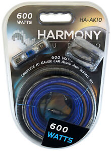 Harmony Audio HA-AK10 Car Stereo 10 Gauge 600W Amp Amplifier Install Kit Nickel