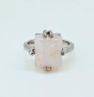 Natural Rose Quartz 11X9 MM 925 Sterling Silver Plated Handmade Ring Size 6.5