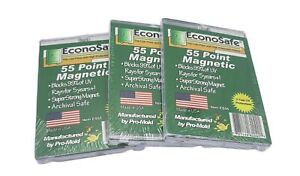 (3 Pack) EconoSafe Magnetic One-Touch Trading Card Holder 55pt Thicker Size