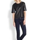 BCBG Size XXS Micah Relaxed Faux Leather Top Short Sleeve Shirt Black