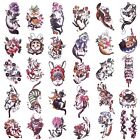 30 Sheets Hand Arm Clavicle Temporary Tattoo Stickers Cute Japanese Cat for Men