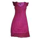 Vintage 90s Y2K Whimsical Bright Pink Flutter Sleeve A Line Midi Dress Size 6