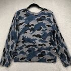 Magaschoni Cashmere Sweater Jumper Womens Large Blue Gray Camouflage Pullover