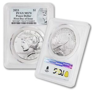 2023 $1 Silver Peace Dollar PCGS MS70 First Day of Issue .8580 ounce coin