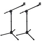 2 Pack Microphone Boom Arm Stand Tripod Holder Mic Clip Adjustable Height Metal