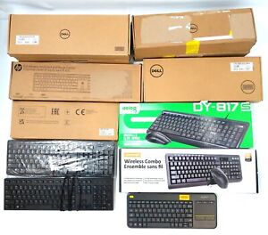 Assorted Wired & Wireless Keyboards (HP, Dell, etc.) - Lot of 15