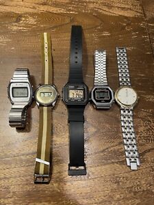 Lot of 5 Vintage Men’s Watches Seiko, Casio, Lorus, Etc. Digital Analog