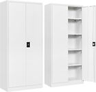 Metal Storage Cabinet,71” Tall Garage Cabinet w/Locking Doors Adjustable Shelves