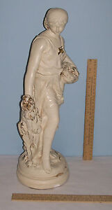 HIP MOREAU Statue by ALEXANDER BACKER CO Chalkware - Girl holding basket