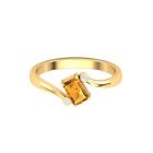 Vintage Natural Citrine and Diamonds Solid 10k Gold Women Engagement Ring f182