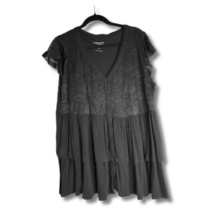 Torrid Super Soft 2 Women's Black Lace Tee Shirt Blouse Babydoll