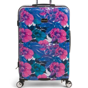 BEBE 3pc 21in/25in/29in Blue Pink Floral Hardcase 8 Wheel Spinner Luggage Set