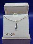 Everlasting Gold 10k White Gold Lab-Created Sapphire Stick Pendant Necklace