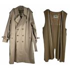 Vtg 70s Burberry Trench Coat Double Breasted Wool Camehair Lining Men Size 40R