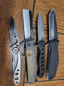 Lot Of 4 Knives, Leatherman, Gerber, Kershaw