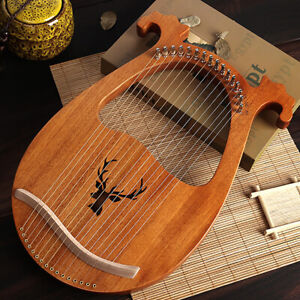 16 Strings Aklot Lyre Harp Wood Mahogany Instrument With Spare String