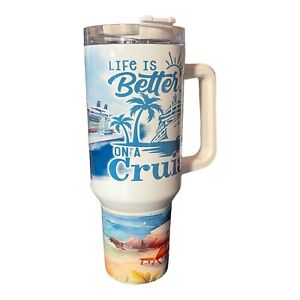 40oz Stainless Steel Sublimation Tumbler W/Handle~Cruise~Ocean~Ship~Vacation