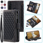 Rhombic Leather Wallet Case Zipper Flip Card Case For Moto G Stylus 6.4