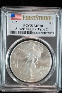 New Listing2021 Type 2 American Silver Eagle PCGS MS-70 First Strike