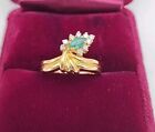 Vintage JE 14kt Yellow Marquise Cut Diamond Ring Size 8.5 Fast Shipping