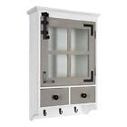 Hutchins Decorative Farmhouse Wood Wall Cabinet White And Gray Wall Cabinet With