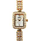 Eton Ladies Diamante Encrusted Square Face Gold White Watch Wristwatch Goldtone