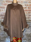 VTG Hourihan Ireland Womens Brown Wool Cashmere Fur Cape Poncho One Size