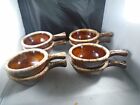 Vintage Set Of 8 Hull Oven Proof Brown Glaze Soup Chili Bowls With Handles