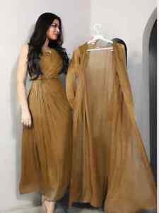2024 Moroccan Party Dress Women's Abaya 2-piece Set Satin Dubai Muslim Dress