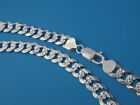 Solid 925 Sterling Silver Mens Pave Cuban Curb Link Chain Necklace
