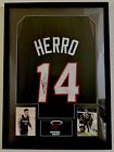 Framed Autographed/Signed Tyler Herro Miami Black Basketball Jersey JSA COA