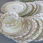 New Listing16 Antique HAVILAND Limoges Porcelain Plates PINK ROSE Swags Lavender BOWS AS IS