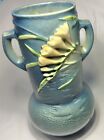 Vintage Roseville Freesia Blue 1945 Large Two Handled Art Pottery Vase 126-10”