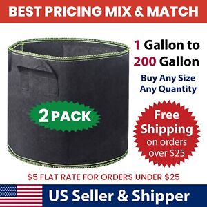 2 Pack Grow Bags-Thickened Nonwoven Plant Fabric Pots-Double Reinforced Handles