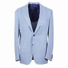 Kiton Soft-Constructed Blue Houndstooth Check Cotton Sport Coat 40R (Eu 50) NWT