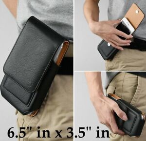 For Samsung Galaxy A71 5G - Black Leather Vertical Holster Pouch Belt Clip Case