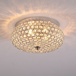 Modern Luxury Crystal LED Chandelier Flush Mount Ceiling Lamp Light Fixture
