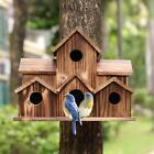 Outside Wooden Bird Houses Hanging 6 Hole Handmade Natural House Bird`HOT