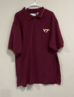 Vintage Virginia Tech VT Hokies Polo Shirt Mens XL Maroon Golf Sports In Motion