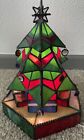 Vintage Christmas Tree & Presents Pedestal Tiffany Style Table Top Lamp